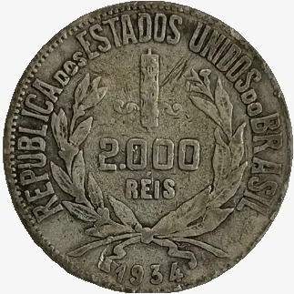 2000 reis - Brasil - 1934 - REF P718 - comprar online