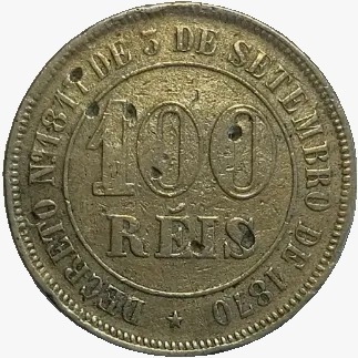 100 reis - Brasil - 1874 - REF V004 - comprar online