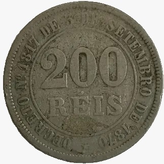 200 reis - Brasil - 1874 - REF V017 - comprar online