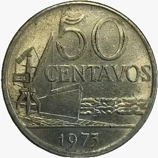 50 centavos de cruzeiro - Brasil - 1975 - REF 313a (sem serrilha) - comprar online