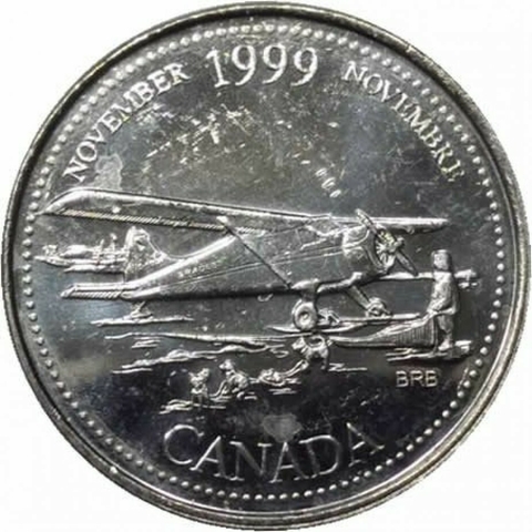 25 Cêntimos - Canadá - 1999 - O avião abre o norte