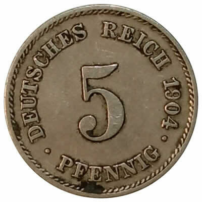 5 pfennig - Alemanha - 1904 E