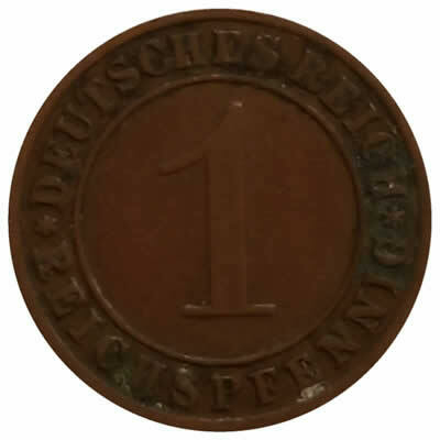 1 reichspfennig - Alemanha - 1928 G