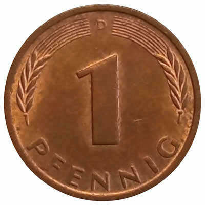 1 pfennig - Alemanha - 1987 D
