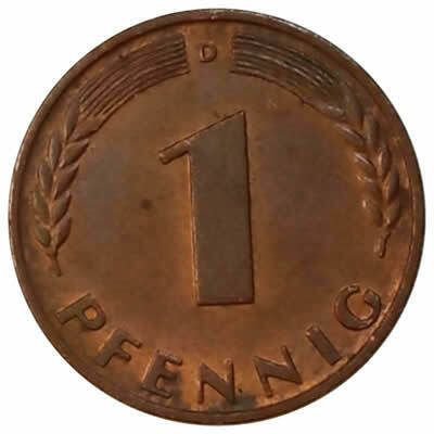 1 pfennig - Alemanha - 1950 D