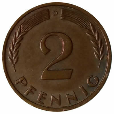 2 pfennig - Alemanha - 1965 D