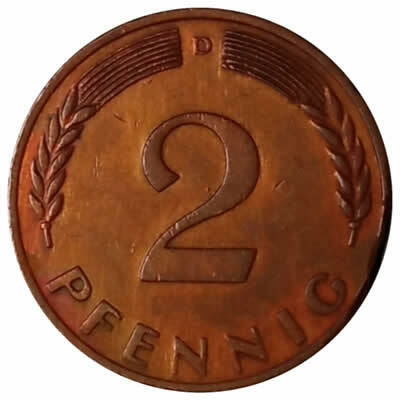 2 pfennig - Alemanha - 1968 D