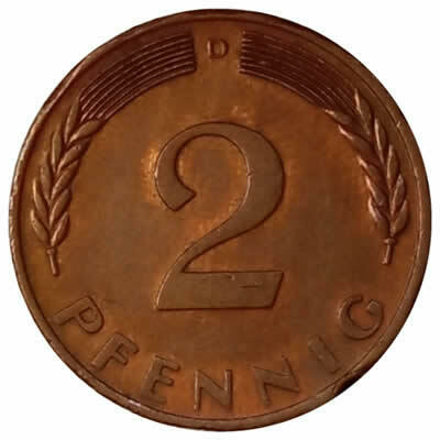 2 pfennig - Alemanha - 1970 D