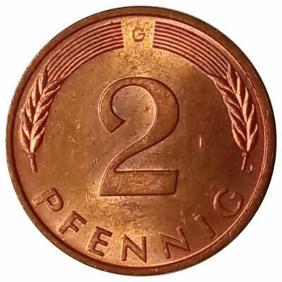 2 pfennig - Alemanha - 1986 G