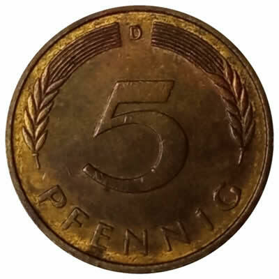 5 pfennig - Alemanha - 1981 D