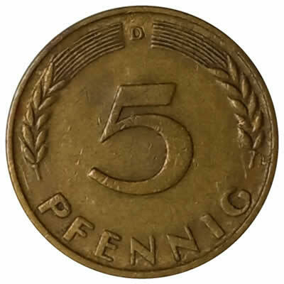 5 pfennig - Alemanha - 1950 D