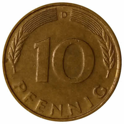 10 pfennig - Alemanha - 1987 D