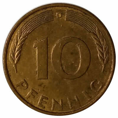 10 pfennig - Alemanha - 1992 D
