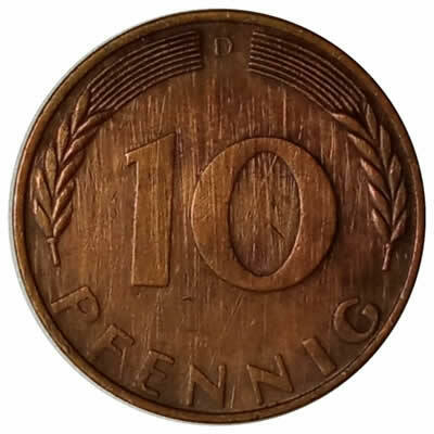 10 pfennig - Alemanha - 1970 D