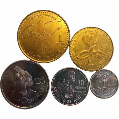 Set com 5 moedas - Guatemala - comprar online