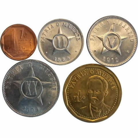 Set com 5 moedas - Cuba - comprar online
