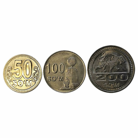 Set com 3 Moedas - Uzbequistão - 2018