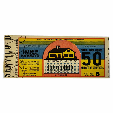 bilhete de loteria antigo - brasil - 1965 - Prova - comprar online