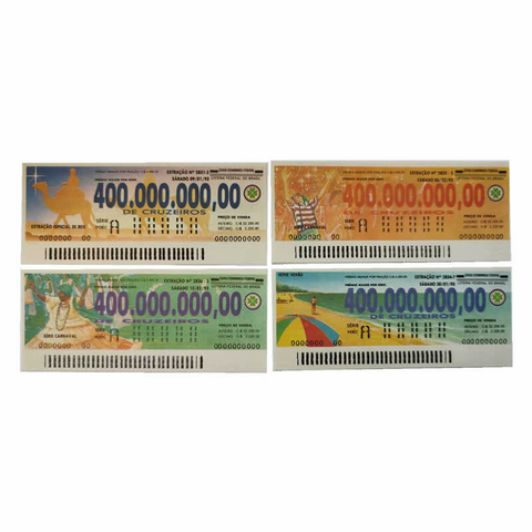 4 bilhetes de loteria antigo - brasil - 1905 - Prova - comprar online