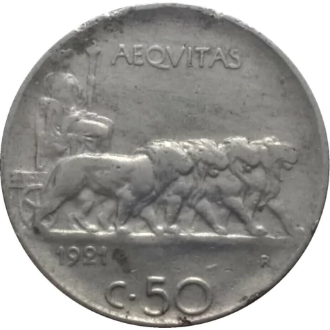 Italia - 50 centavos - 1921 - Borda Serrilhada - comprar online