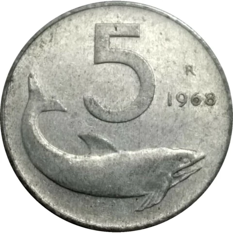 Italia - 5 Liras - 1968 - comprar online
