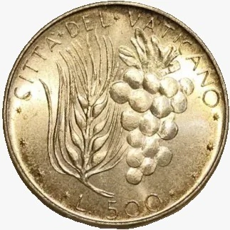 500 Liras - Vaticano - 1970 - PRATA