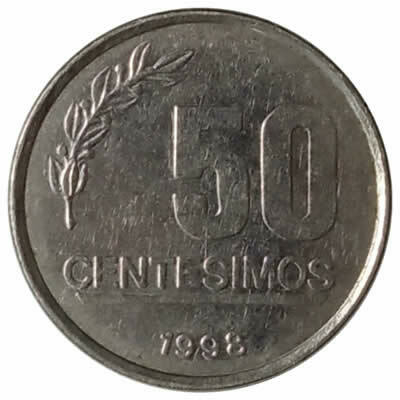 50 centesimos - Uruguai - 1998 - comprar online