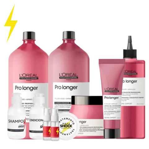 Kit Loreal Pro Longer 5 Produtos Shampoo 100ml Condicionador Pro Longer 100ml Mascara 50g Leave-in 25ml e Acidificante 30ml Refil - comprar online