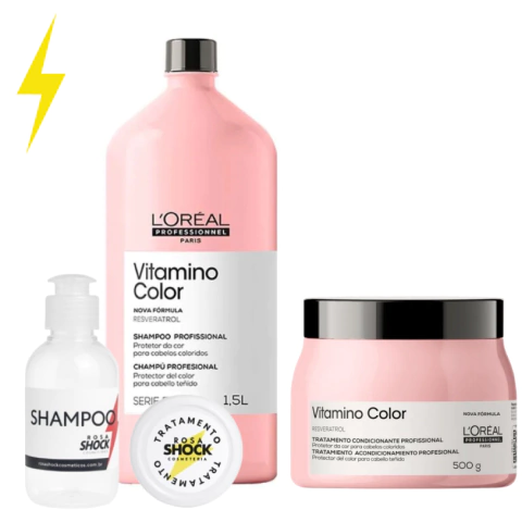 Kit Loreal Vitamino Color Resveratrol Shampoo 100ml e Mascara Vitamino Color Resveratrol 50g Refil - comprar online