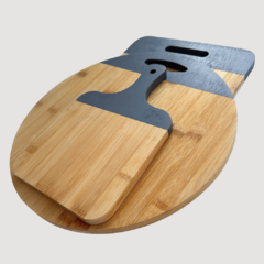 Set x3 tablas de bamboo con borde gris Wood