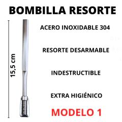 BOMBILLA DE ACERO INOXIDABLE CON RESORTE - comprar online