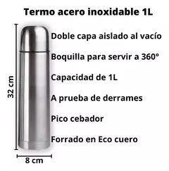 Termo Acero Inoxidable 1 Litro Doble Capa Térmica Bala Mate en internet