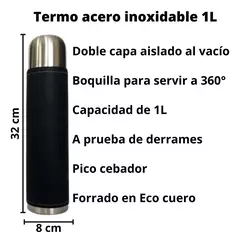 Termo Acero Inoxidable 1 Litro Doble Capa Térmica Bala Mate - comprar online