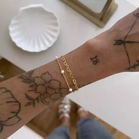 Pulseira Dupla Elos Corações - comprar online
