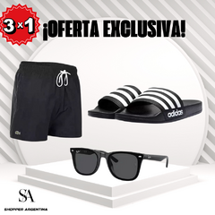 3X1 MALLA LACOSTE + OJOTAS ADIDAS + LENTES RAY BAN