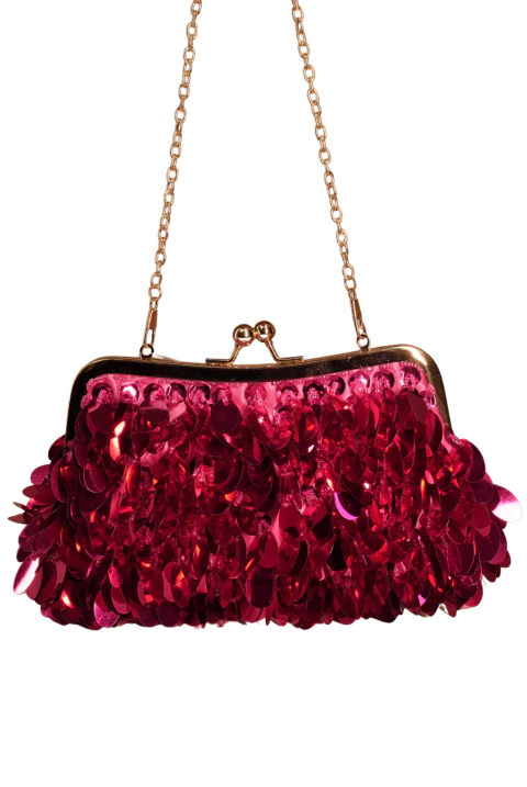 Bolsa Clutch, bordado com fecho metalizado - Rosa Pink