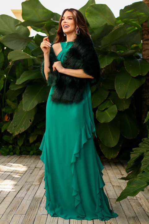 Estola de pelo sintético - Verde Esmeralda