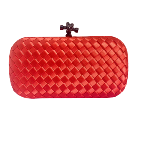 Bolsa clutch em tressé acetinado média - Laranja