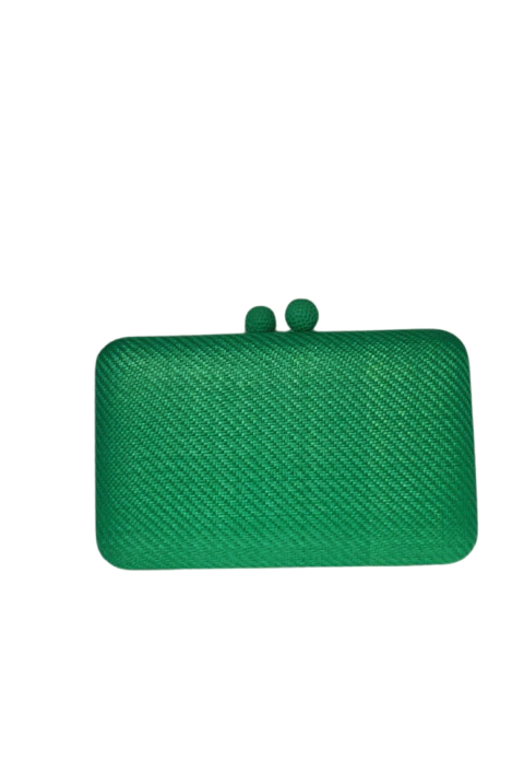 Bolsa clutch, em retangular em palha com alças removível - Verde Bandeira