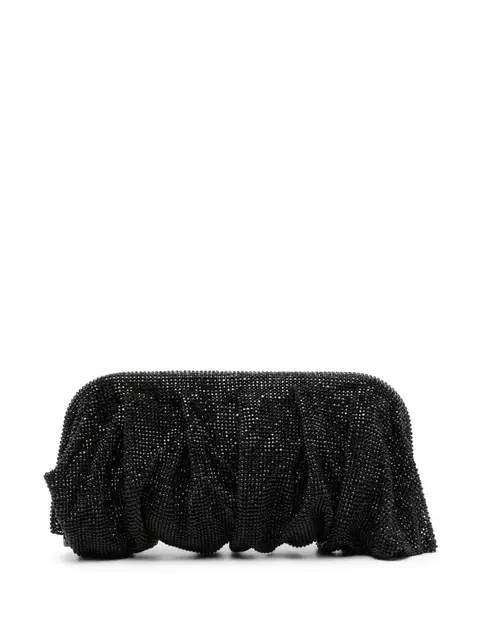 Bolsa clutch, em strass - Preto