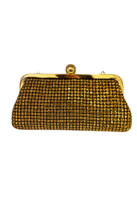 Bolsa Clutch em strass com mini brilho - Dourado
