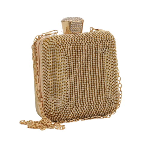 Bolsa Clutch em strass - Dourado