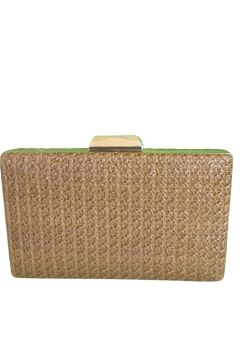 Bolsa clutch, palha, retangular - Terracota