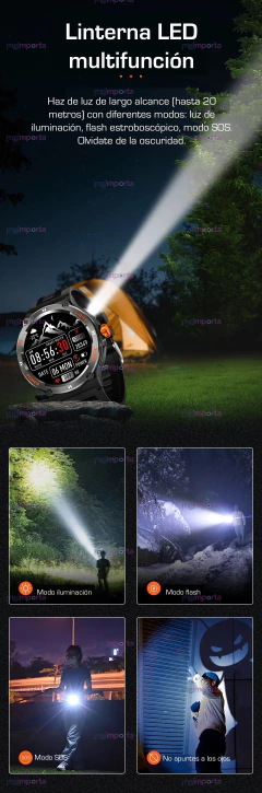 Smartwatch Kt76 Outdoor Linterna Led Sport Mujer Hombre - tienda online