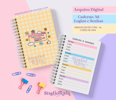 Caderno de Logins e Senhas A6 - comprar online