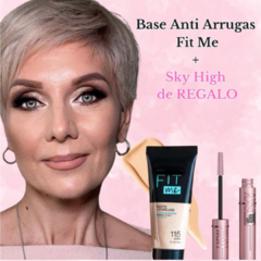 BASE ANTIARRUGAS FIT ME + MASCARA DE PESTAÑAS SKY HIGH