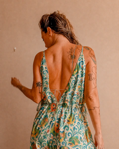 Macacão Feminino Ilhas Estampa Piranha em Viscose | Osada
