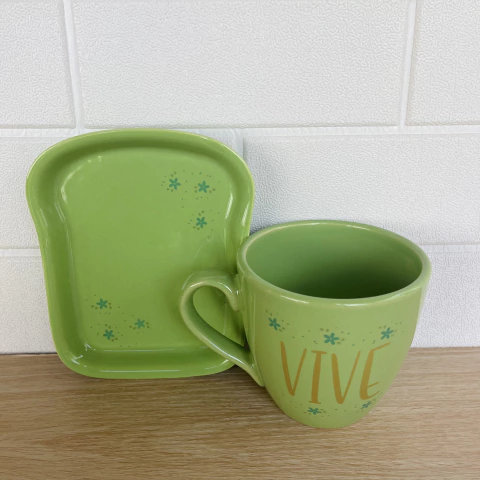 SET PLATO TOSTADA + TAZA MEDITERRANEA VERDE - comprar online