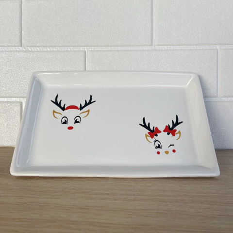 BANDEJA RECTANGULAR LUNA BLANCA DECO NAVIDEÑA - comprar online