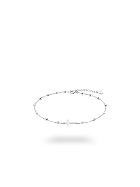 Pulseira cruz bolinhas - Semijoia • 1 ano de garantia